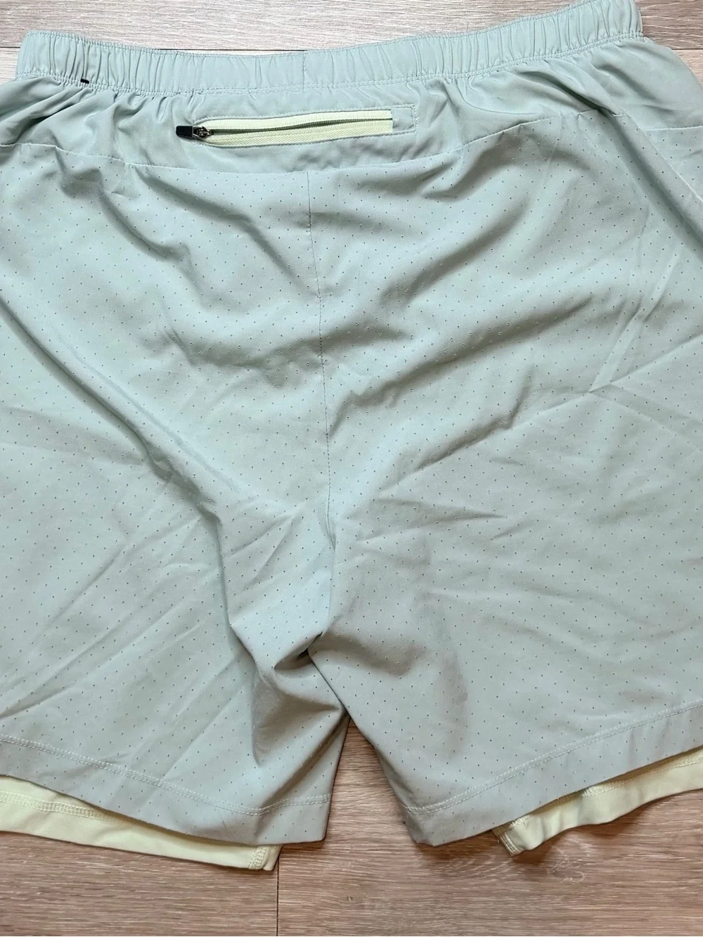 Asics Men's Sage Green Double-Layer Athletic Shorts